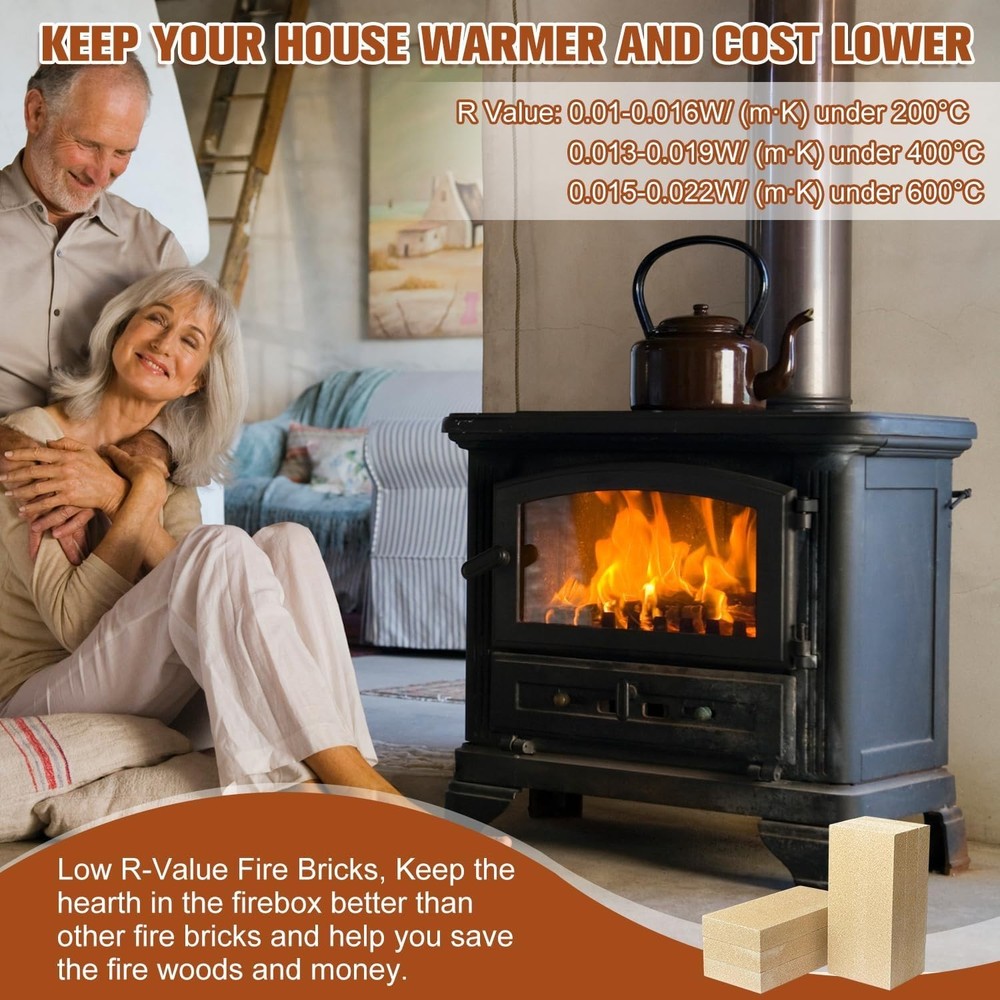 Fire Bricks, FireBrick, High Temperature Insulated Firebricks for Wood Stoves...