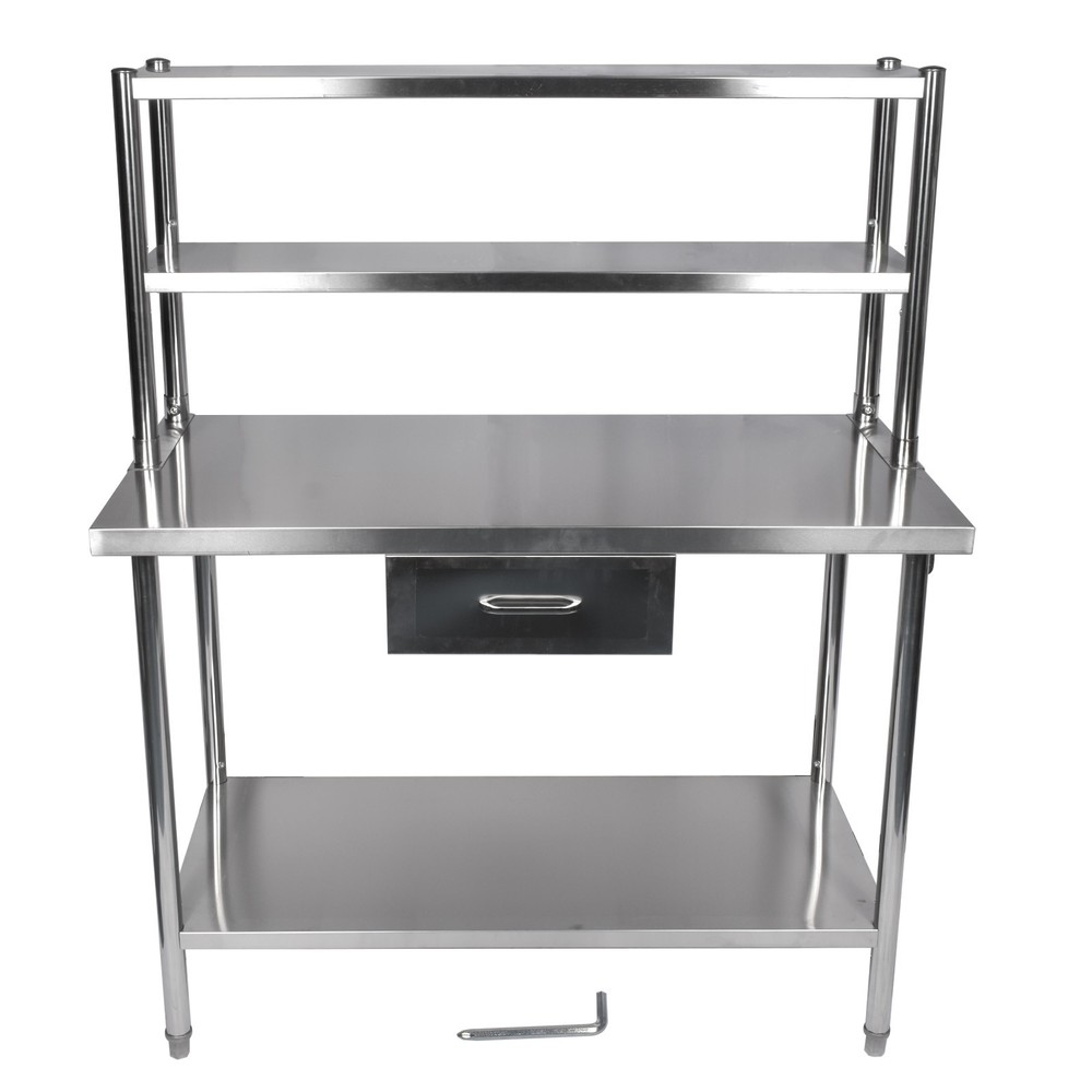 Stainless Steel Adjustable Work Table Metal Prep Workstation 2-Layer for Kitchen