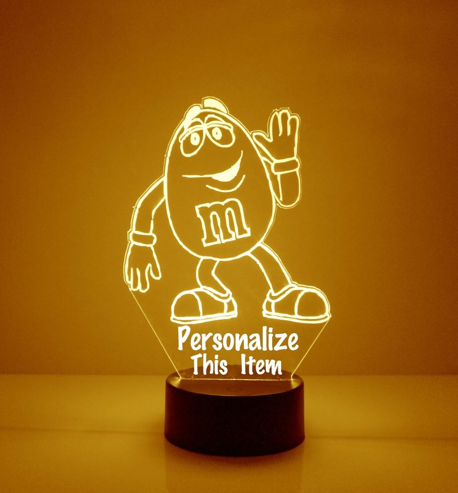 M&M Candy Character, Personalized LED Night Light Lamp, with Remote Control