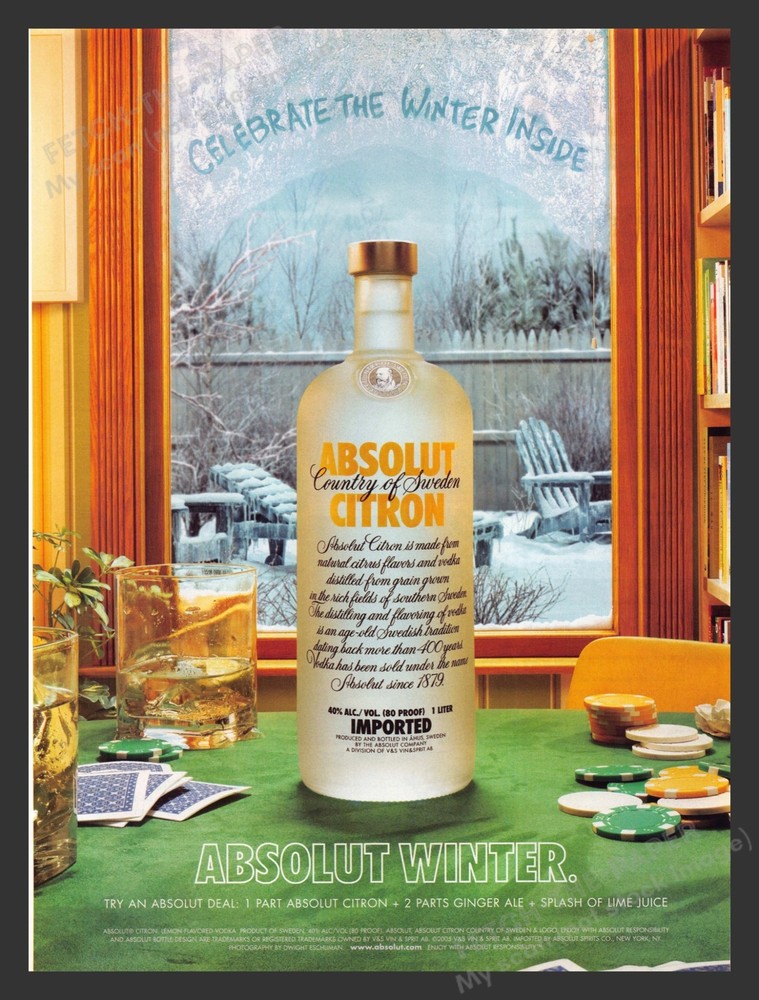 Absolut Citron "Winter" Alcohol 2000s Print Advertisement Ad 2005