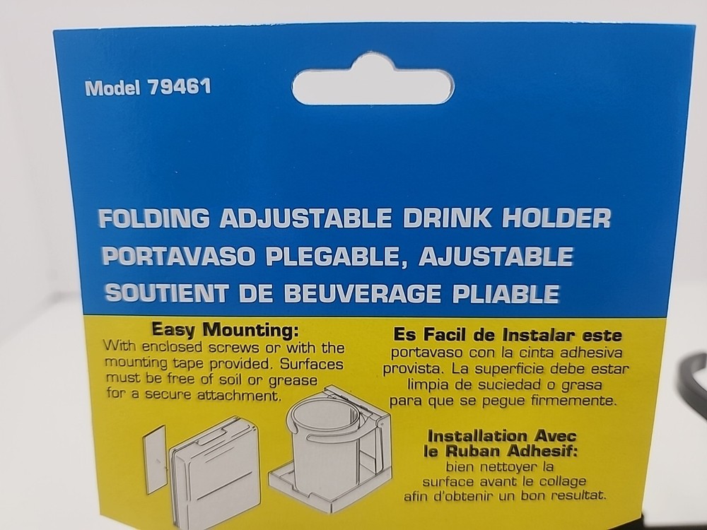 Black Plastic Folding Drink Holder with Adjustable Arms for Boats