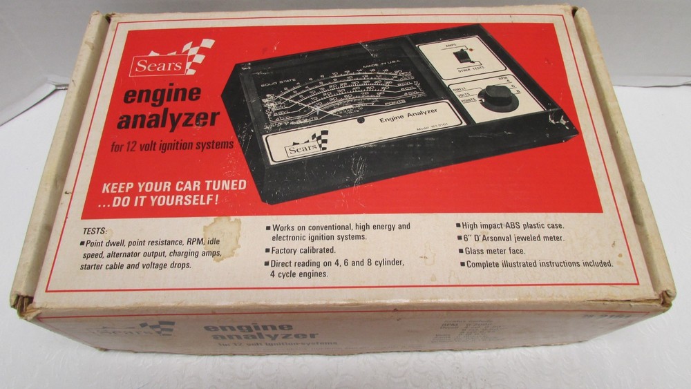 Vintage SEARS Engine Analyzer For 12 Volt Ignition Systems 28-2161
