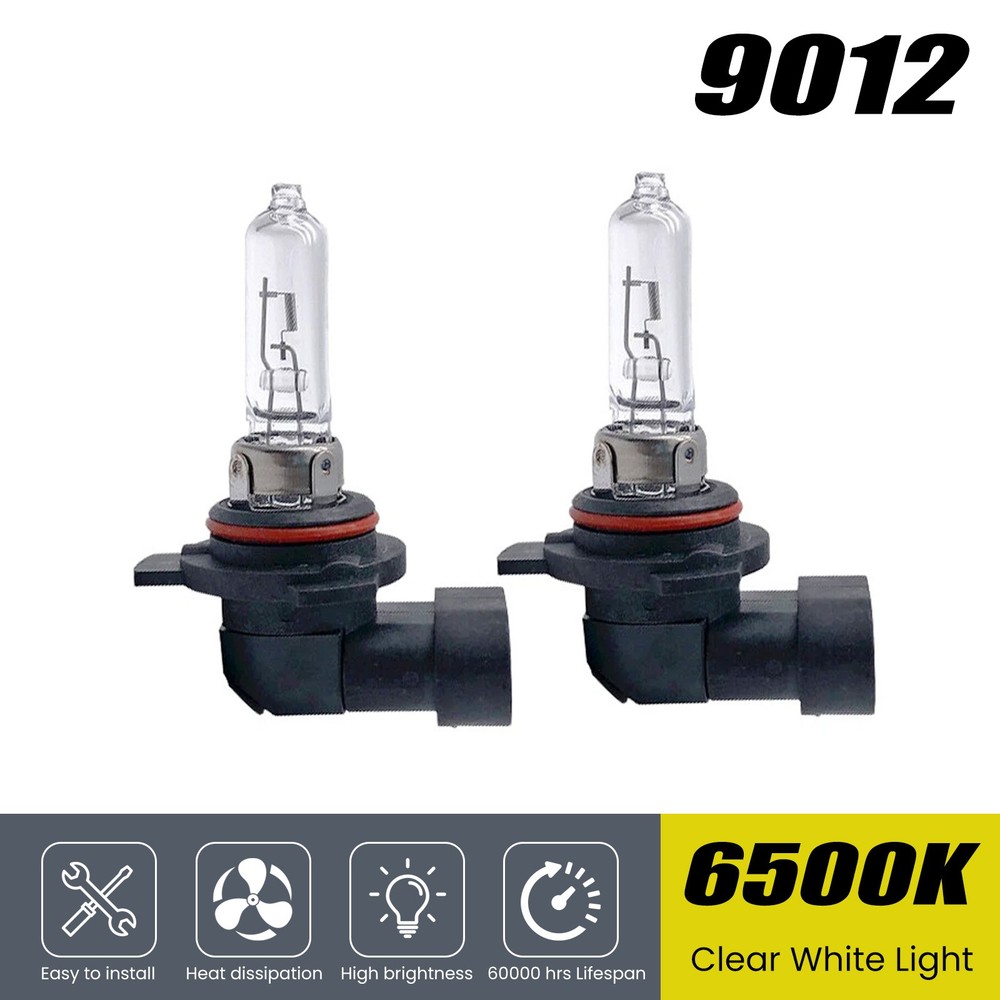 2X 9012/HIR2 Halogen 55W 6500K Low-Beam Headlight Bulbs Bright White Replacement