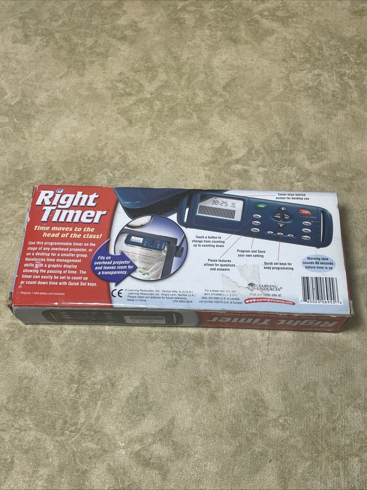 Learning Resources Right Timer LER6955 Overhead / Desktop Timer New