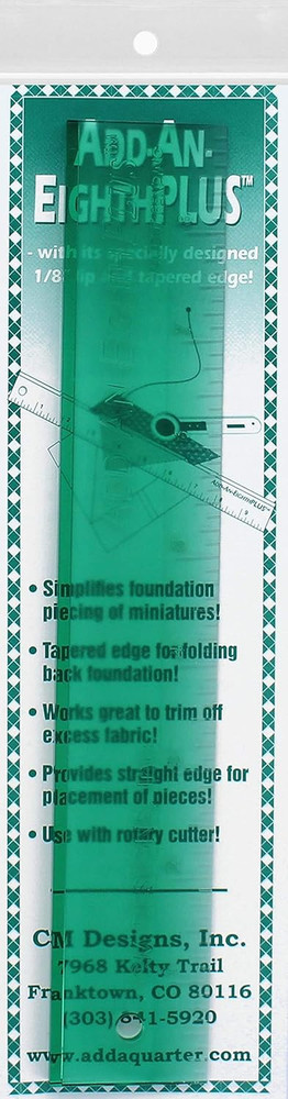 Add-An-Eighth plus Green 9In Ruler – Foundation Paper Piecing Specialty Tool
