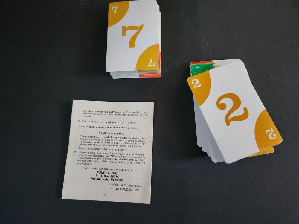 Vintage 1987 Phase 10 Replacement 107 Cards/Instructions