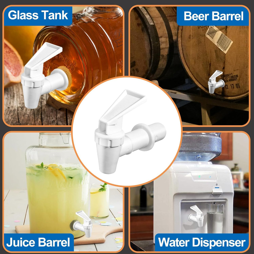 2pcs Replacement Cooler Faucet, Plastic Water Dispenser Tap Set, White