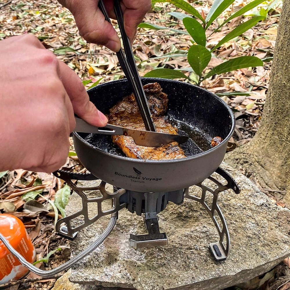 Boundless Voyage Titanium Non-Stick Frying Pan with Folding Handle Non-Stick ...