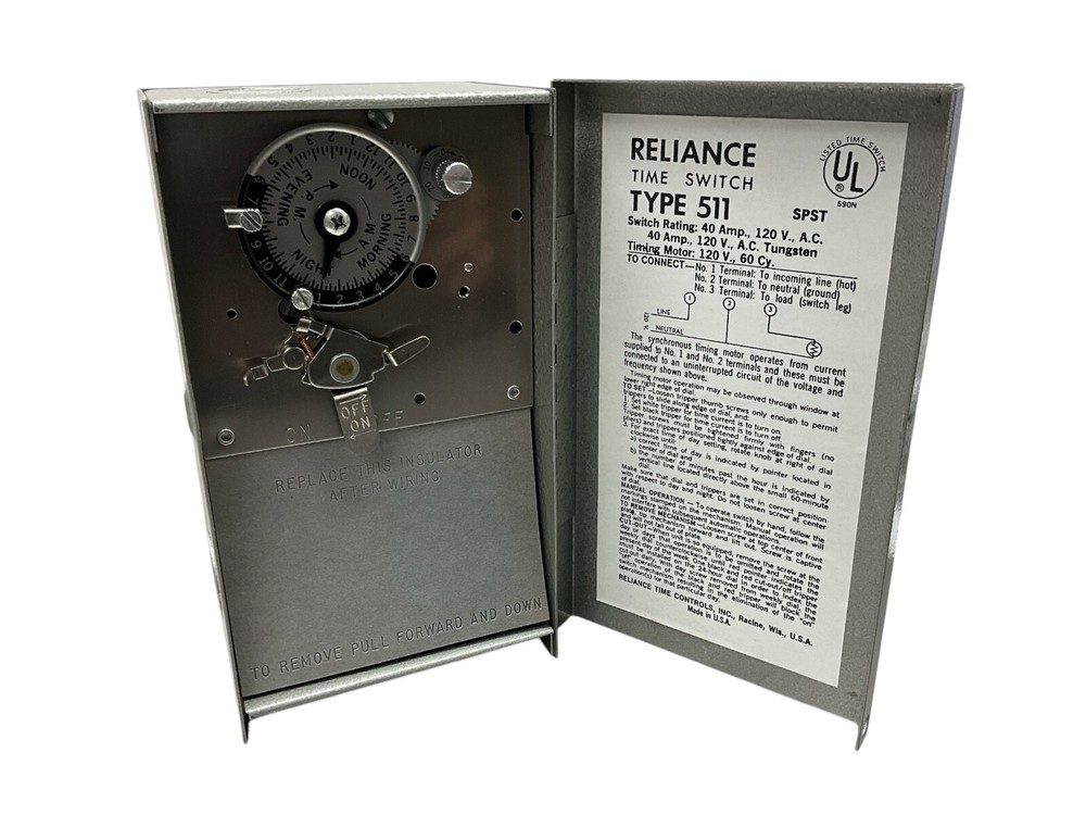 1 PC Reliance Programmable Time Switch 511, SPST, 40 A 120 VAC