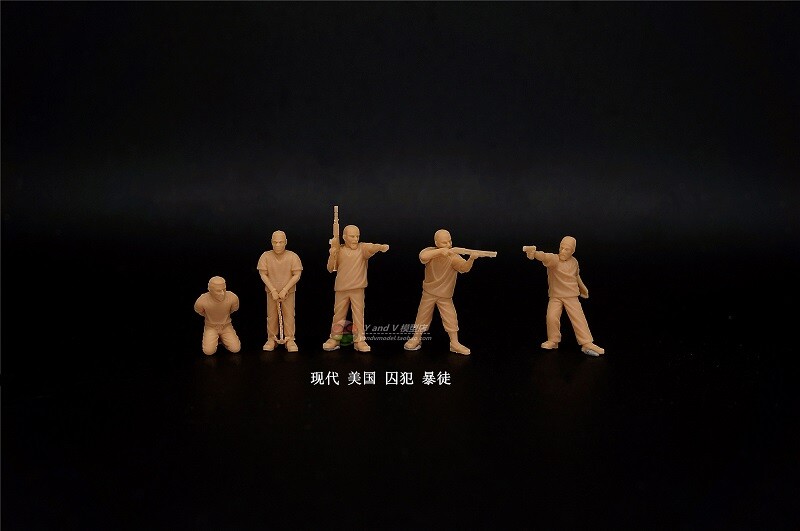 1/72 Modern US "Mobster taking hostages" 5 man group model (3D printed)