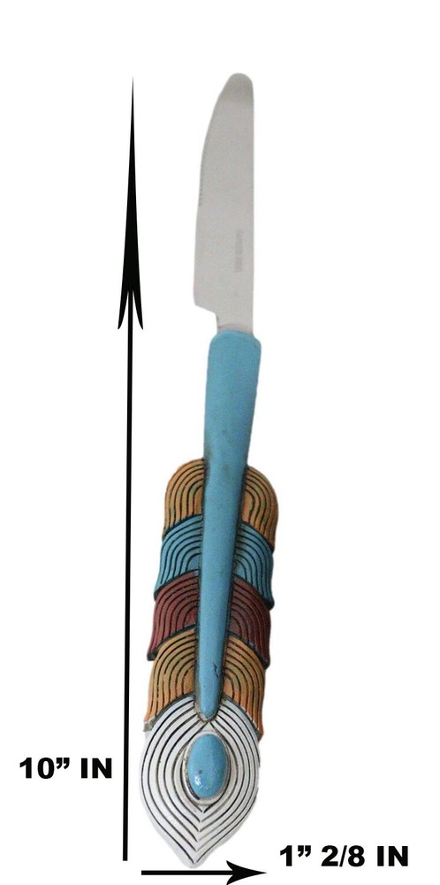 Southwest Chic Indian Turquoise Feather Flatware 4 Spoon Teaspoon Fork Knife Set