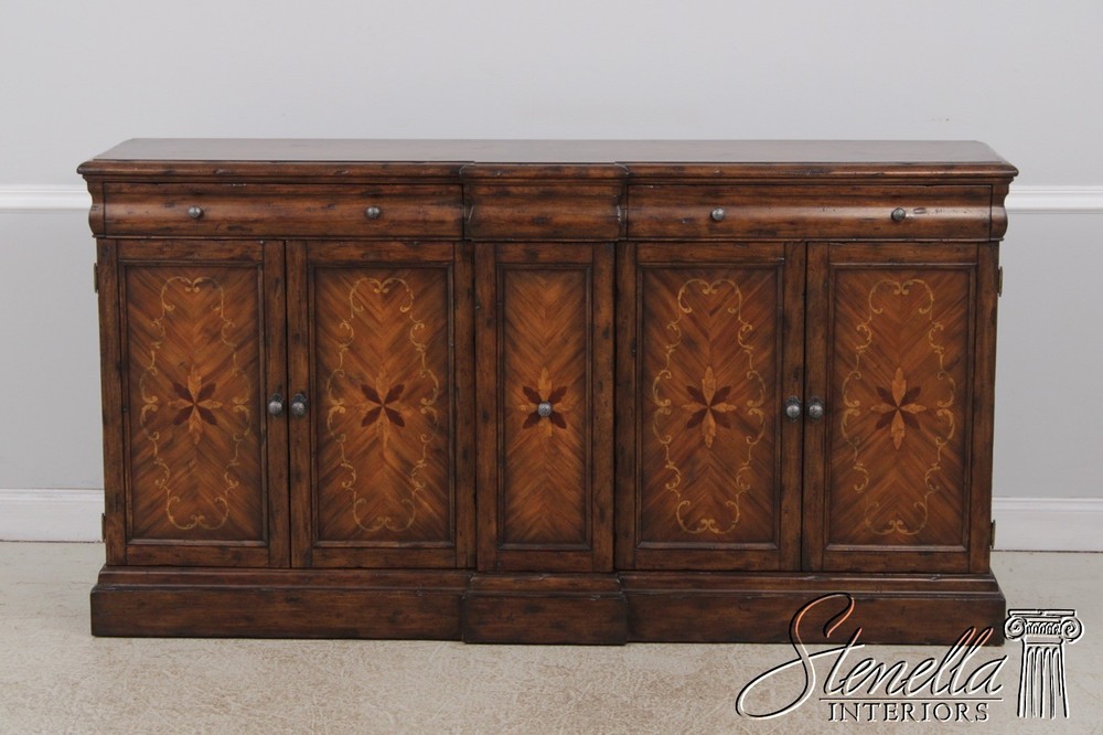 L72635: Continental Style Inlaid Front Distressed Sideboard Console