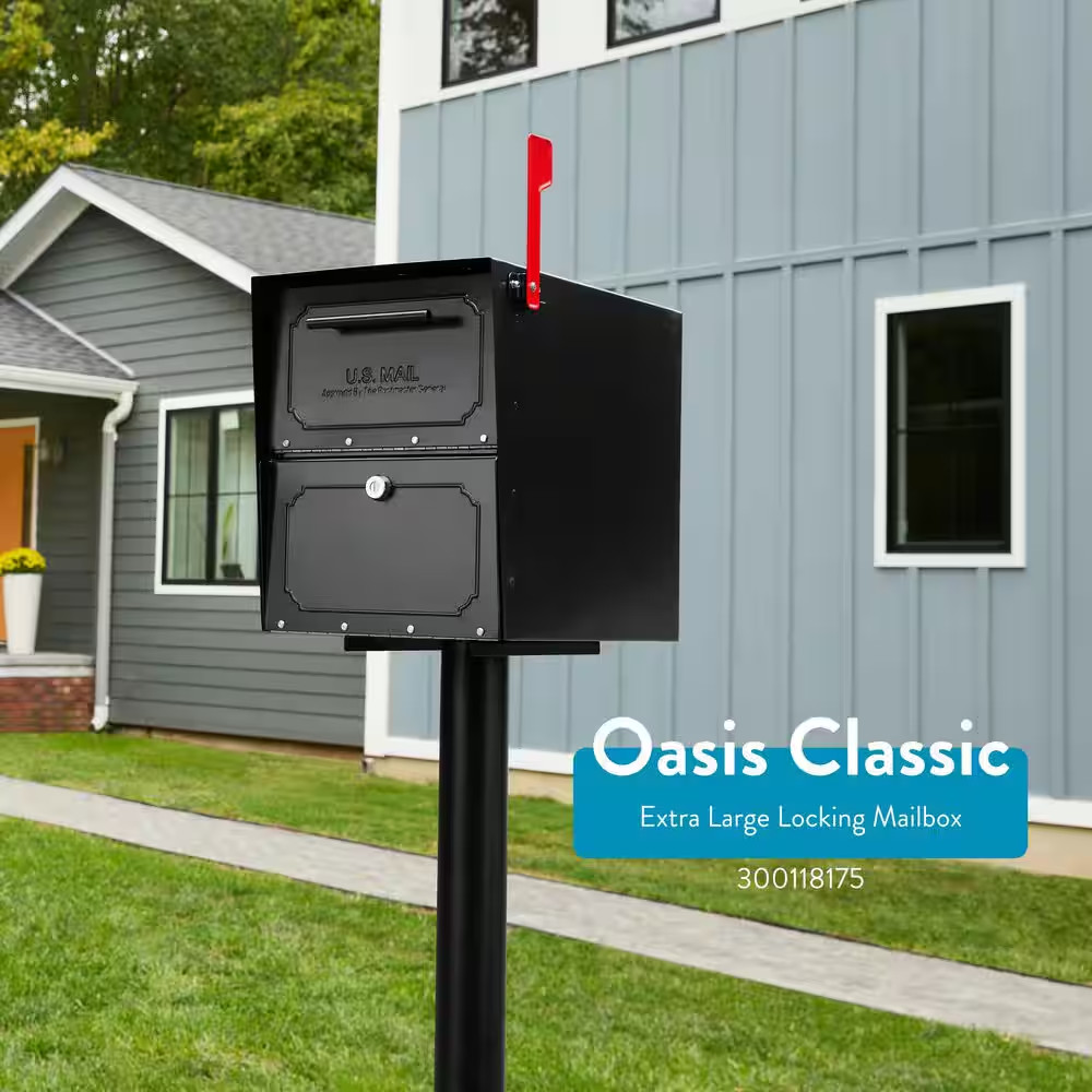 Pacifica In-Ground Steel Mailbox Post Black