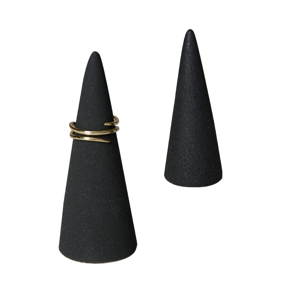 Texture Black Ring Holder Tower Organizers,Ceramic Cone Shape Decorative Disp...