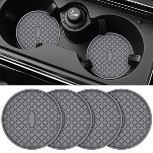 Car Cup Coasters [4 Pack] Silicone Car Coasters/Cup Mats, Non 4 Pack-deep Grey