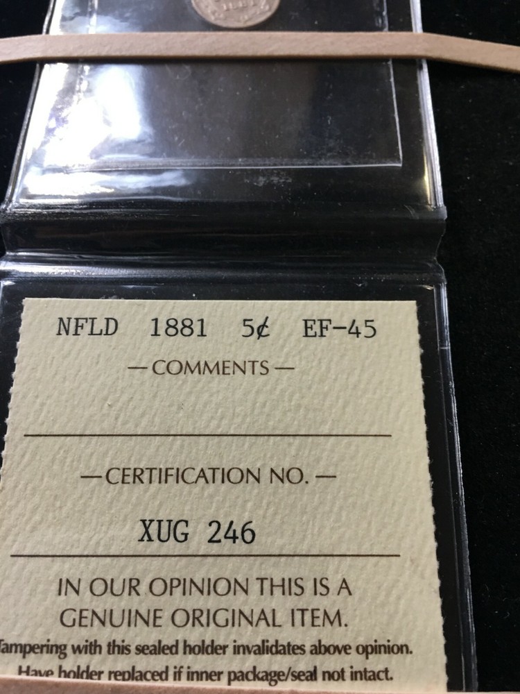 1881 ICCS Graded, Newfoundland ¢5 Cent, **EF-45**