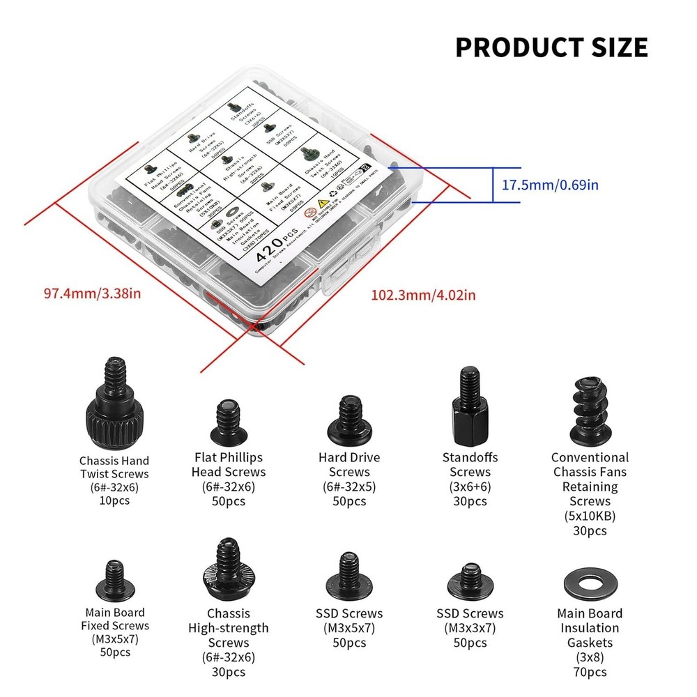 Versatile 420-Piece Computer Standoff and Screw Set - Rust-Resistant & Durable