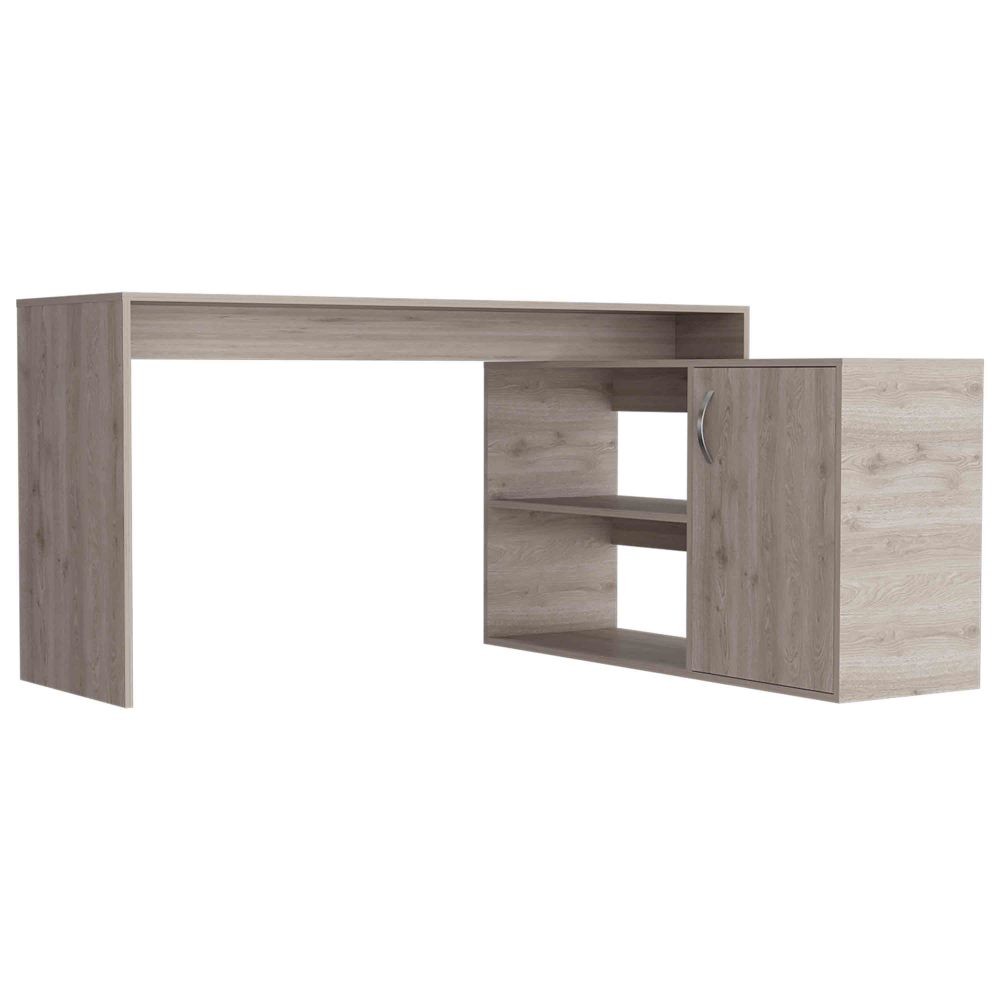 Corner L-Desk w/ Storage - Open & Closed Cabinets - Compact Computer Setup