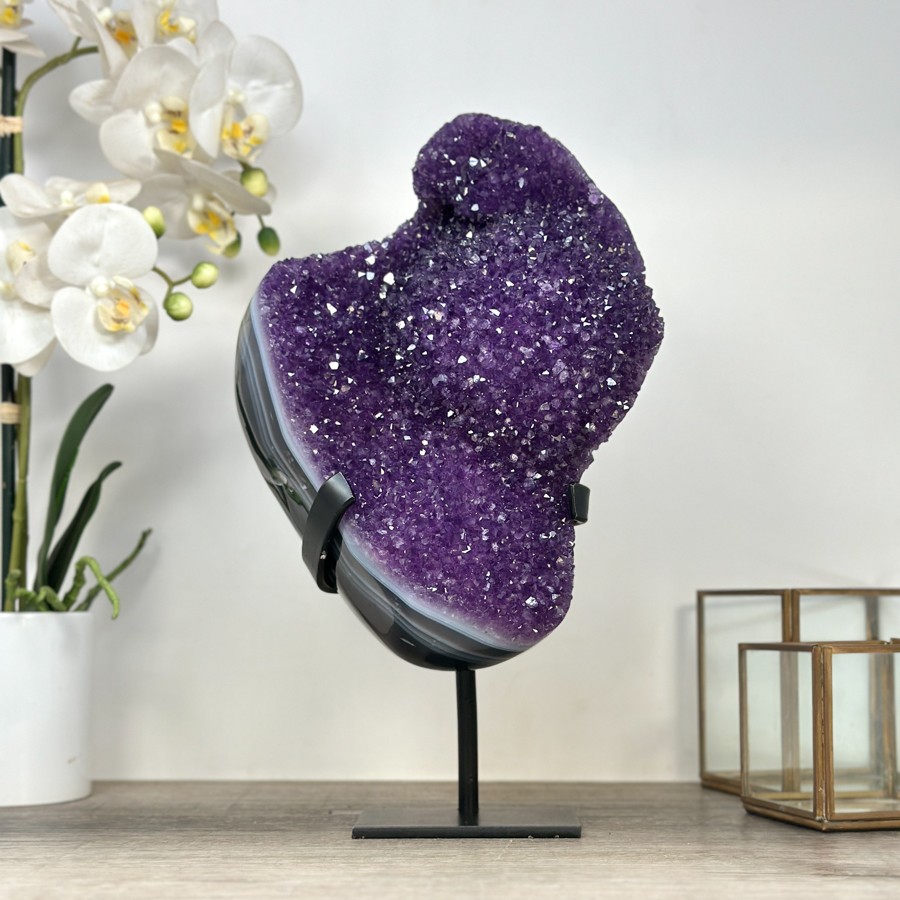 Outstanding Natural Amethyst Cluster wirh Blue Agate Matrix. MWS2384