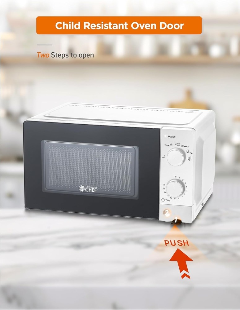 Powerful 700W Microwave, Mechanical Controls, White