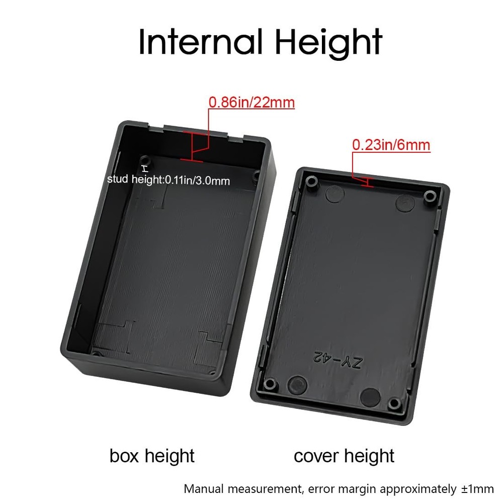 5 Pack Plastic Project Boxes Electronic Junction Case 3.1x2x1 Inch Black