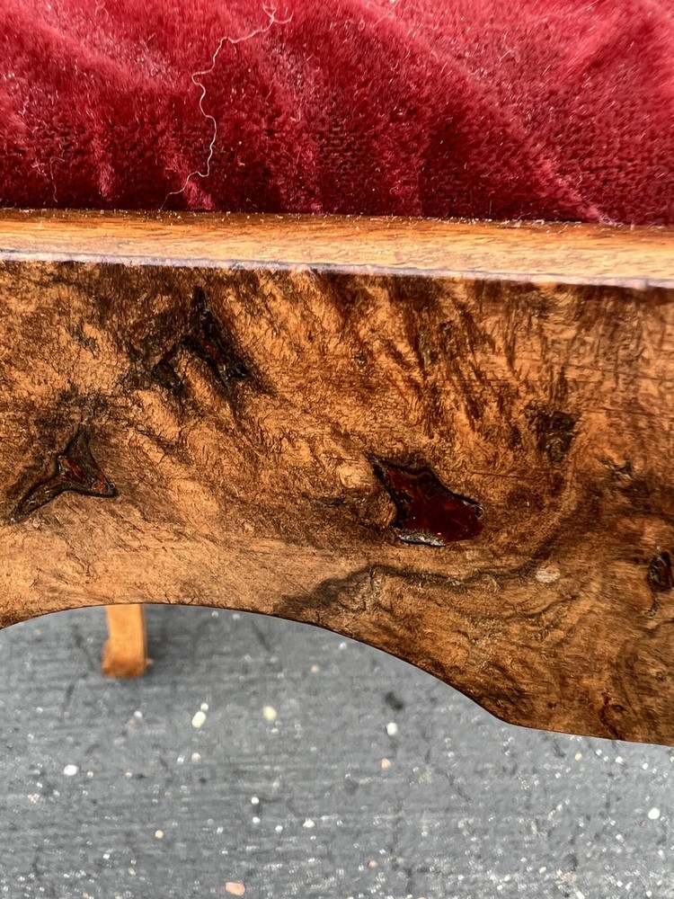 Pair Dutch Burr Walnut Carved Side Chairs, C 1870