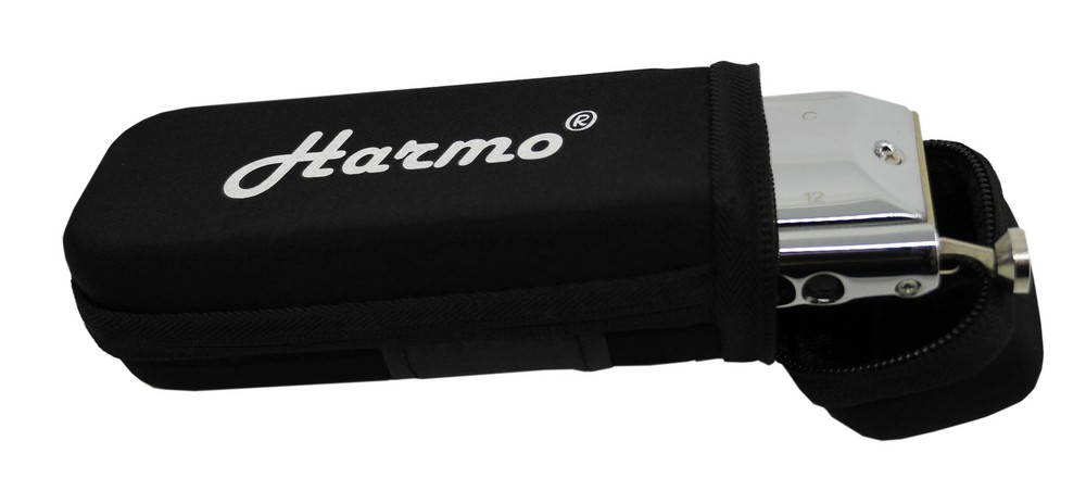 Harmonica case for 12 hole chromatic harmonica by Harmo – black zip pouch - Free