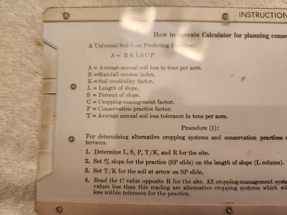 Vintage soil conservation system calculator "FARMING"