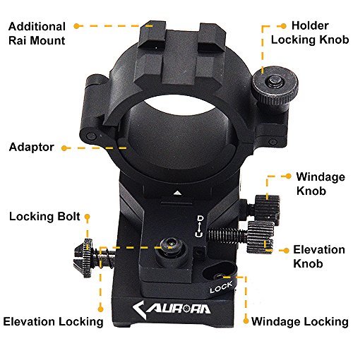 Windage Elevation Adjustable Rail Mount 1" & 30mm for Tactical Flashlight