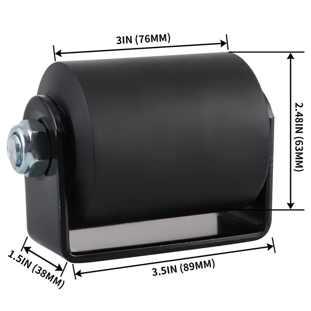 2-Pack 3in Nylon Sliding Gate Roller with C-Bracket Gate Guide Assembly