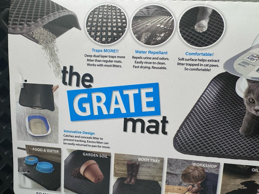 Fresh Kitty Original Premium Durable Grate Litter Cat Mat, Large, No