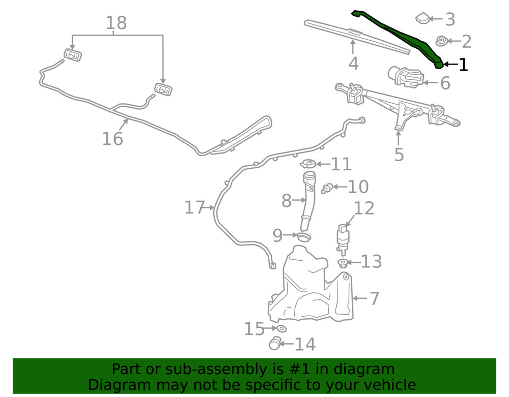 Genuine GM Driver Side Windshield Wiper Arm 13471434
