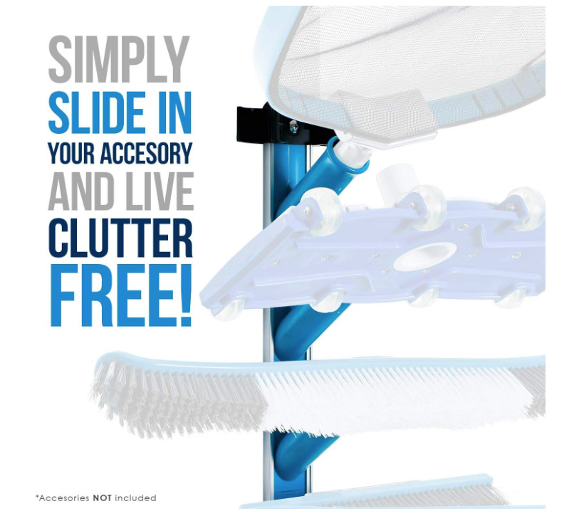 Pool Storage Rack – Holds Skimmer, Brushes, Vac Hose, Pole, Spa Accessory Tools