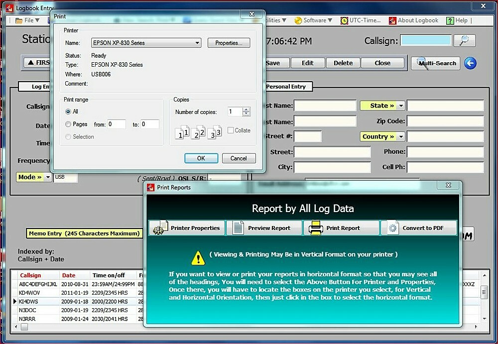 Computer Radio Log Book Database Software v4.7b on USB Flash Drive - KJ4IYE