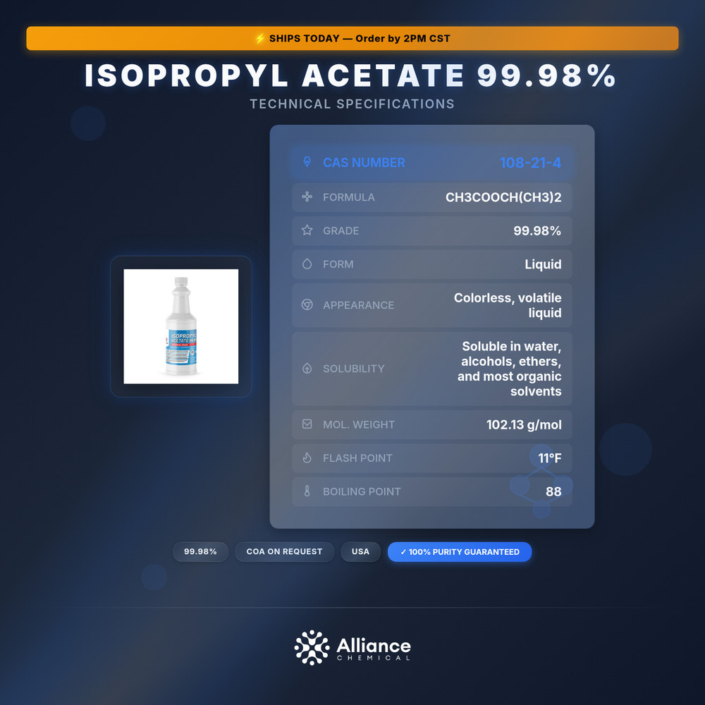 Isopropyl Acetate 99.98% - 1 Quart