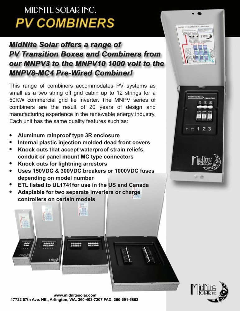 MidNite Solar MNPV4-1000 Combiner 1000VDC