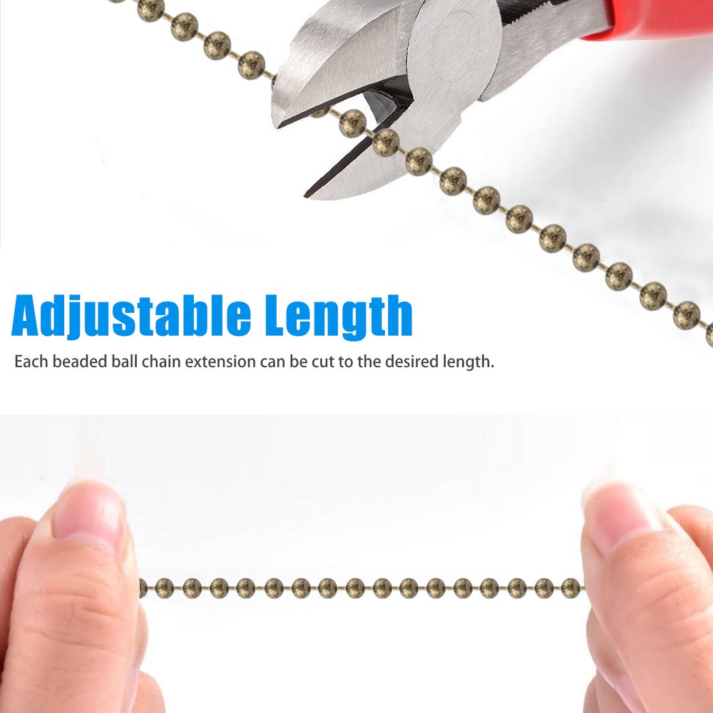 2/4Pcs Ceiling Fan Light Bulb Pull Chain Beaded Ball Extension Connector Decor