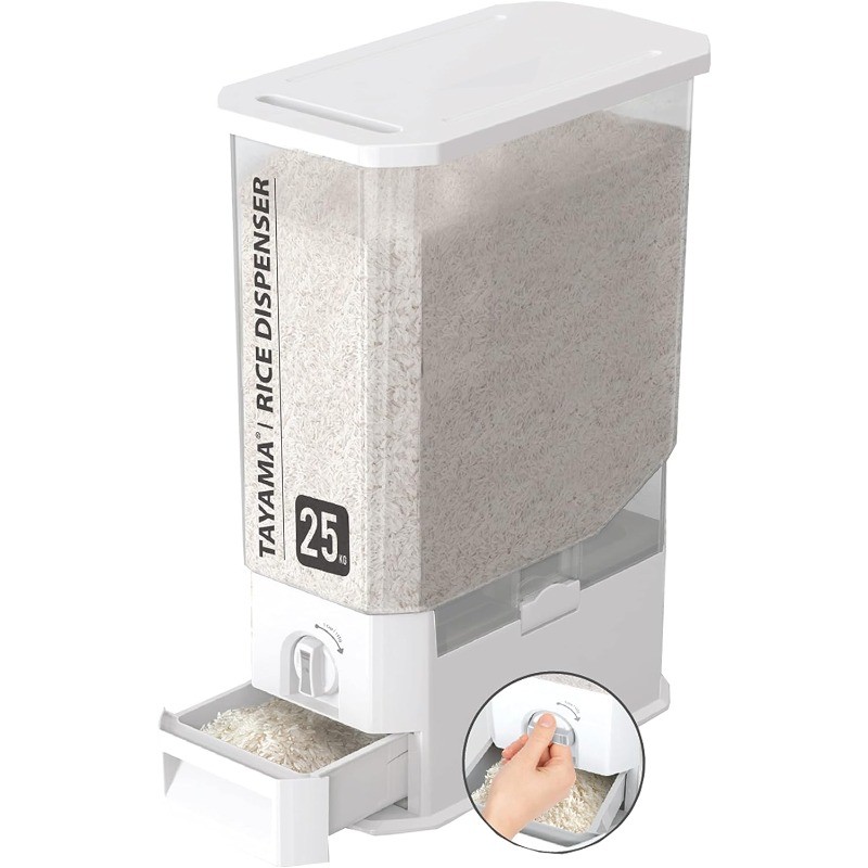 55 lbs. Capacity Rice Dispenser Grain Storage Container,White