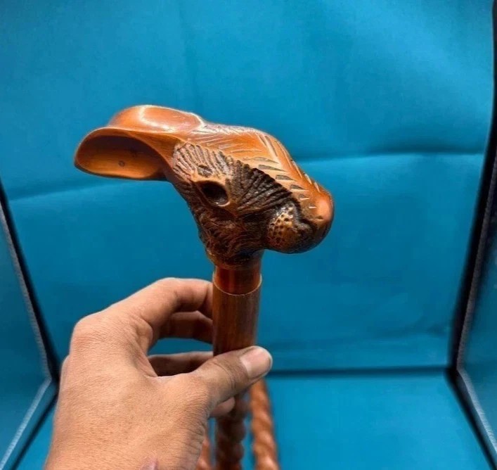 36'' Victorian Solid Rabbit Head Handle Wooden Walking Stick Cane For Him