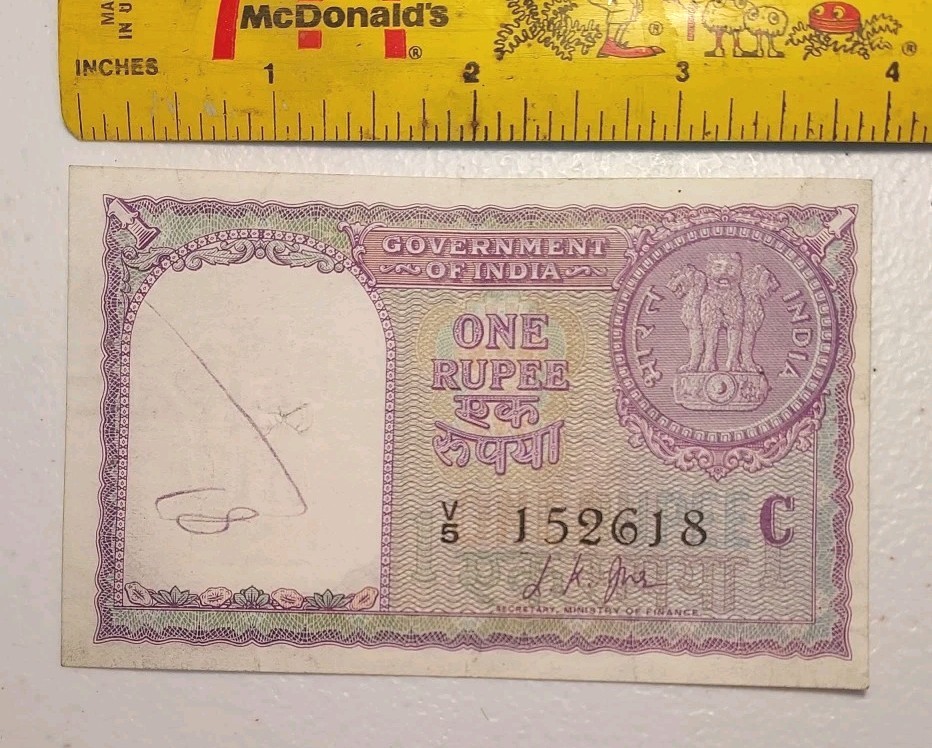 Old 1957 India 1 Rupee Note *Circulated*