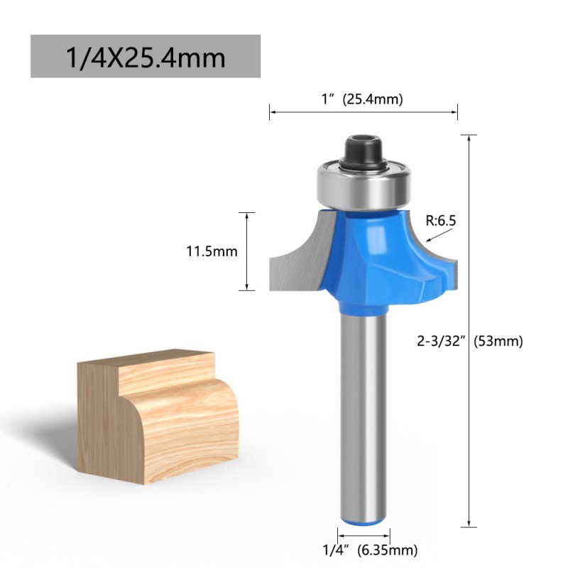 1Pcs 1/4" Shank End Bearing Roundover Bit Router Tool Replacement, 1"