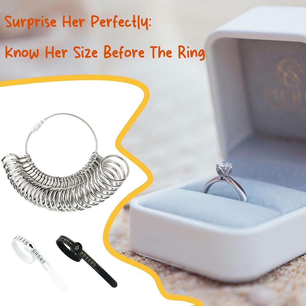 Ring Sizer Measuring Tool 3-in-1 Set Sizing Kit, silver set