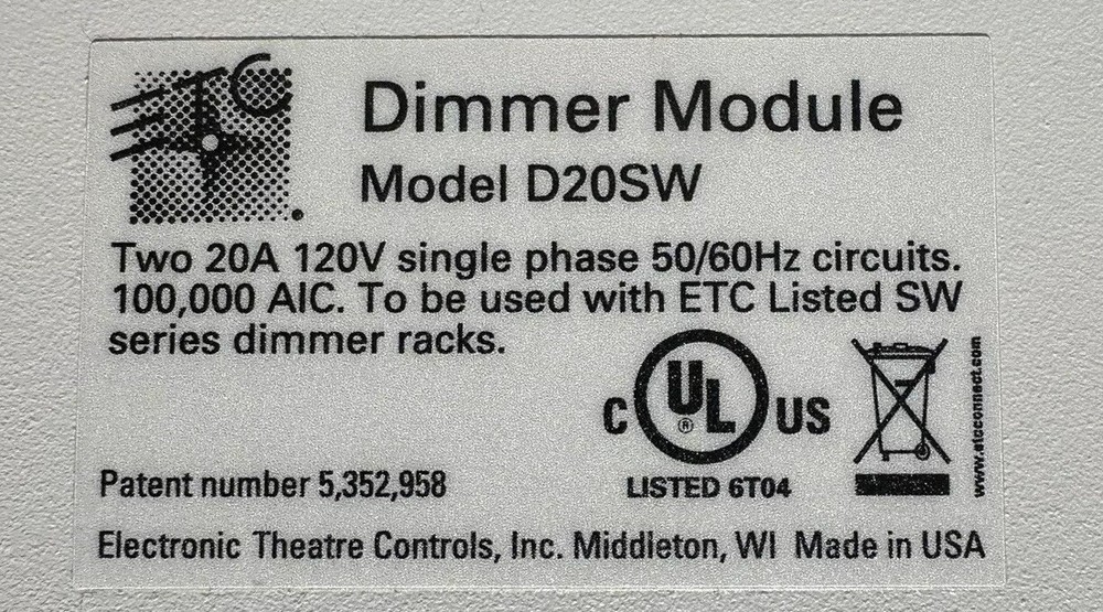 ETC D20SW : D20 SW : (two) 20AMP  120V single phase : sinewave : SENSOR+