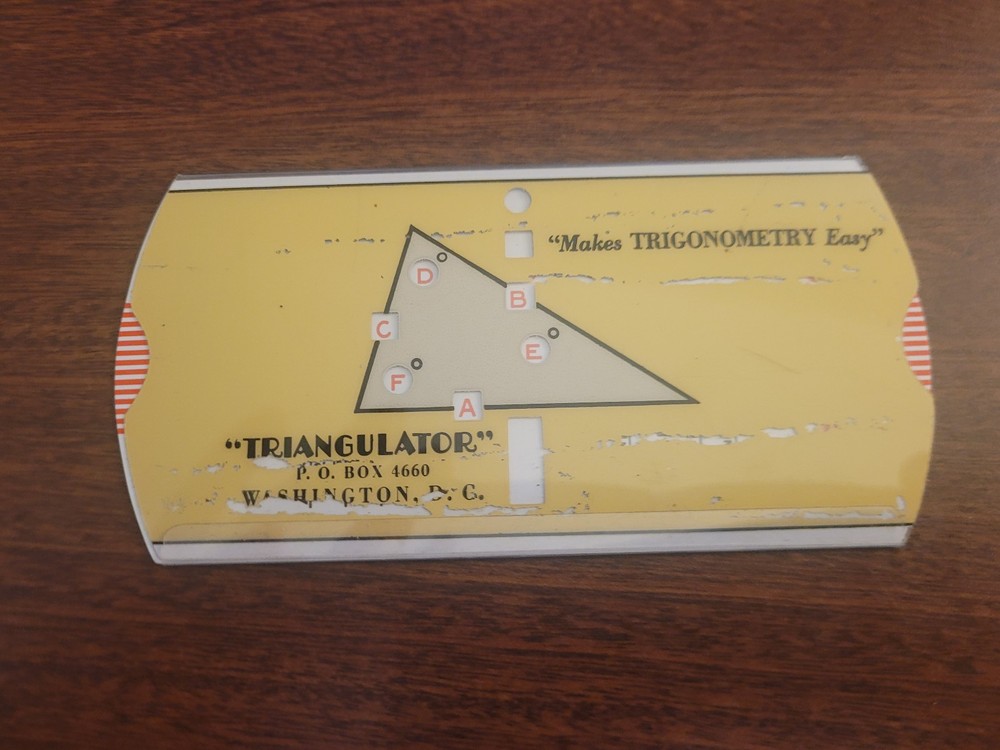 Vtg 1940s Triangulator Slide Chart + Instructions "Makes Trigonometry Easier"