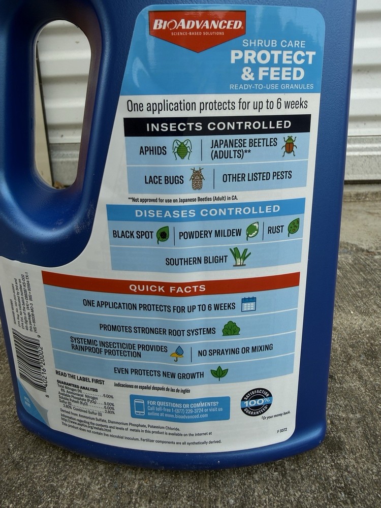 BioAdvanced Shrub Care Protect & Feed Granules 4 lbs Rainproof, Kills Aphids