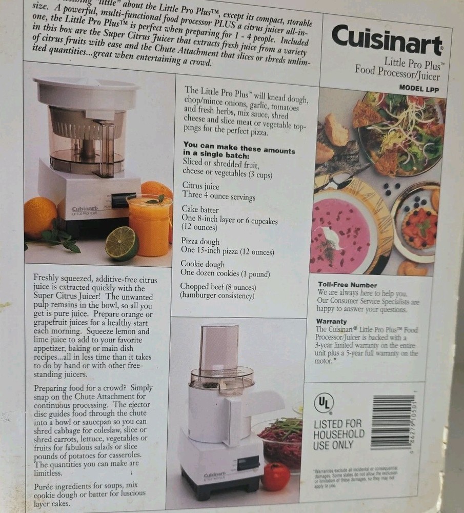 Cuisinart Little Pro Plus LPP Food Processor Juicer Complete in Box