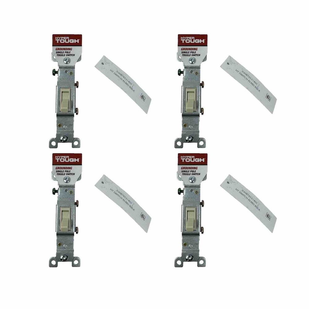 15 Amp Single-pole Toggle Switch, Light Almond  Light Switch Poles 4 Pack