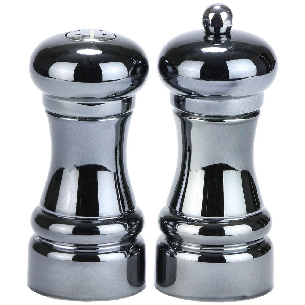 4.25" Midnight Chrome Pepper Mill & Shaker Set