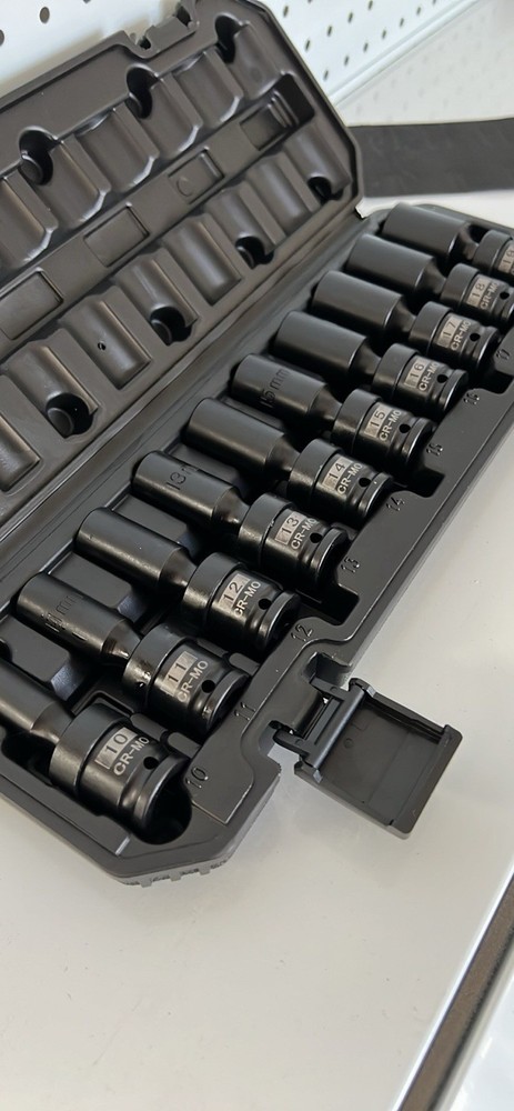 10PCS Impact Socket Set CR-MO 1/2” Drive 10-19mm Deep Socket Kit