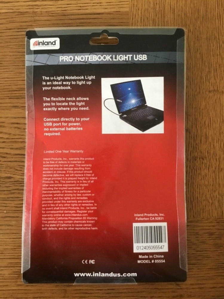 Inland pro notebook light USB